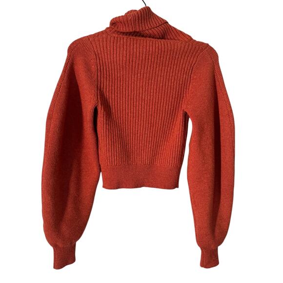 Free People Ariel Turtleneck Pullover Sweater Burnt Orange XS Cropped Cut Out - Picture 6 of 7